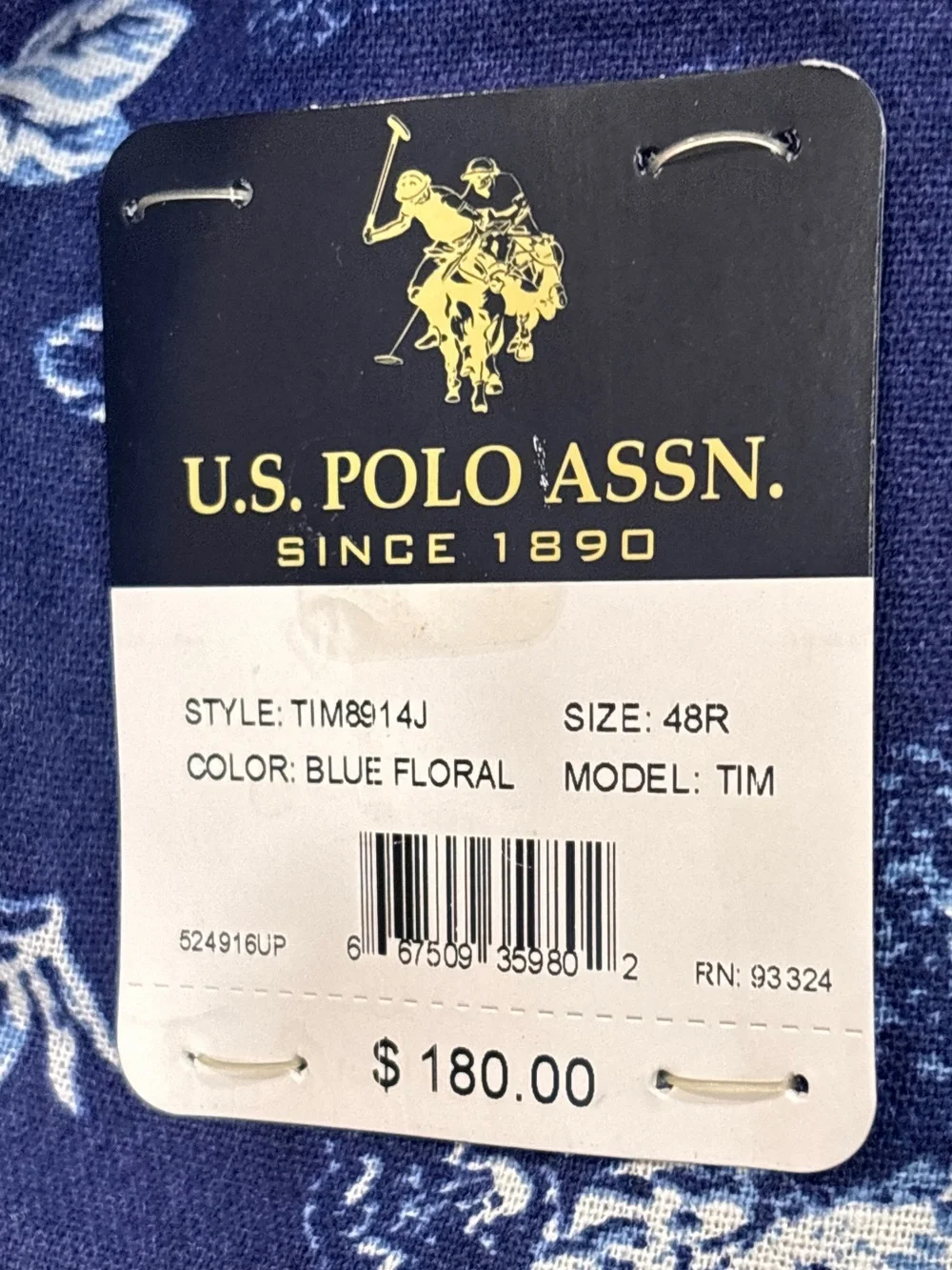 US Polo Assn NWT Blue Floral Suit Jacket Blazer Sport Coat Size 48R Men’s